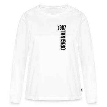 Jubiläumsgeschenk 1987 1987 Limitierte Auflage 1987 - Frauen Premium Bio Langarmshirt - Weiß - Vorne - Julia (174cm)