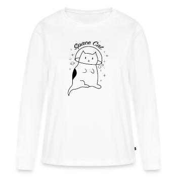 Space Cat Space Planets - Women's Premium Organic Long Sleeve Shirt - white - Front - Julia (174cm)