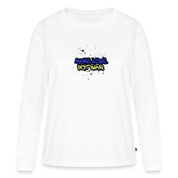 faire l’amour pas la guerre, l’ukraine, la guerre, les graffitis - T-shirt manches longues Premium bio Femme - blanc - Devant - Julia (174cm)