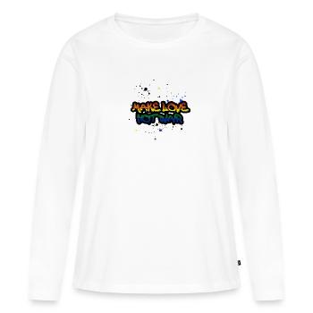 faire l’amour pas la guerre, arc-en-ciel, graffiti, art, art - T-shirt manches longues Premium bio Femme - blanc - Devant - Julia (174cm)