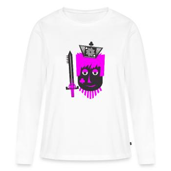Reine rose - T-shirt manches longues Premium bio Femme - blanc - Devant - Julia (174cm)