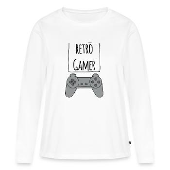 Retro Gamer PS - T-shirt manches longues Premium bio Femme - blanc - Devant - Julia (174cm)