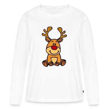 Rudolf Noël Rennier - T-shirt manches longues Premium bio Femme - blanc - Devant - Julia (174cm)