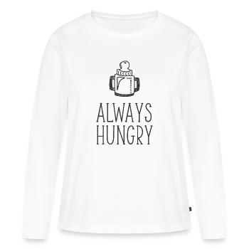 Bouteille toujours affamée 2 - T-shirt manches longues Premium bio Femme - blanc - Devant - Julia (174cm)