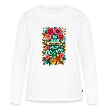 Faites ce qui fait fleurir votre cœur - T-shirt manches longues Premium bio Femme - blanc - Devant - Julia (174cm)