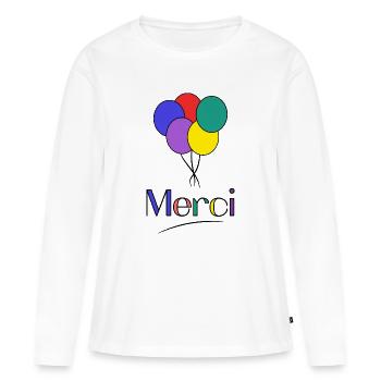 MERCI. MAÎTRESSE. MAÎTRE. MERCI MAÎTRESSE - T-shirt manches longues Premium bio Femme - blanc - Devant - Julia (174cm)