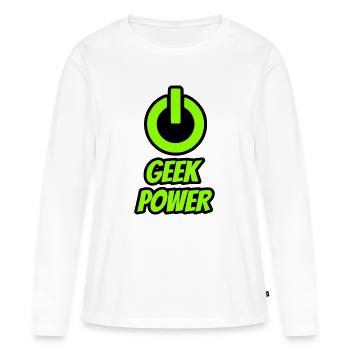 Geek-Macht - Frauen Premium Bio Langarmshirt - Weiß - Vorne - Julia (174cm)
