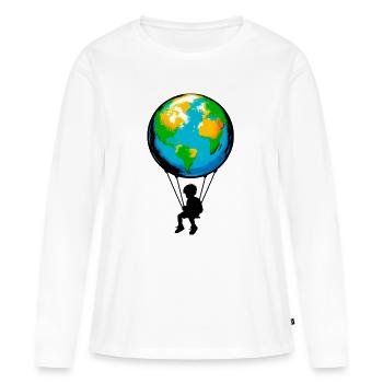 Planète Terre - T-shirt manches longues Premium bio Femme - blanc - Devant - Julia (174cm)
