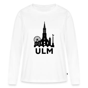 Silhouette d’Ulm - T-shirt manches longues Premium bio Femme - blanc - Devant - Julia (174cm)