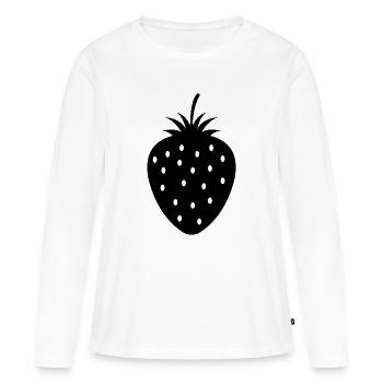 Erdbeere - Frauen Premium Bio Langarmshirt - Weiß - Vorne - Julia (174cm)
