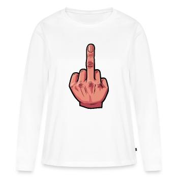 Stinkefinger Illustration - Frauen Premium Bio Langarmshirt - Weiß - Vorne - Julia (174cm)
