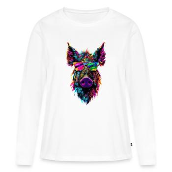 Wild boar Wild boar Wild boar Pig Hunter - Women's Premium Organic Long Sleeve Shirt - white - Front - Julia (174cm)
