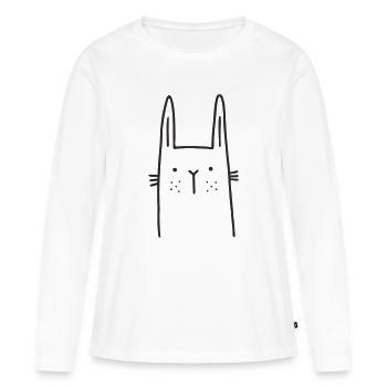 Lapin scandien tacheté - T-shirt manches longues Premium bio Femme - blanc - Devant - Julia (174cm)
