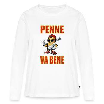 Nudeln, Penne  - Frauen Premium Bio Langarmshirt - Weiß - Vorne - Julia (174cm)