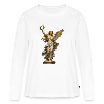 Statue d’ange avec couronne de laurier - T-shirt manches longues Premium bio Femme - blanc - Devant - Julia (174cm)