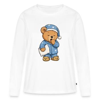 Ours étoile au bois dormant en pyjama - T-shirt manches longues Premium bio Femme - blanc - Devant - Julia (174cm)