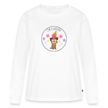 Un chien glacé avec des étoiles : Je suis un chien licorne - T-shirt manches longues Premium bio Femme - blanc - Devant - Julia (174cm)