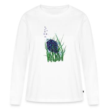 Poisson abstrait dans la conception sous-marine des herbiers marins - T-shirt manches longues Premium bio Femme - blanc - Devant - Julia (174cm)