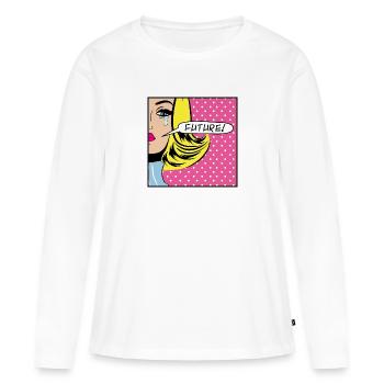 Pop Art du futur - T-shirt manches longues Premium bio Femme - blanc - Devant - Julia (174cm)