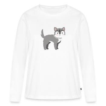 Loup doux - T-shirt manches longues Premium bio Femme - blanc - Devant - Julia (174cm)