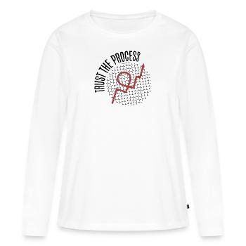 Trust The Process 📈 - Women's Premium Organic Long Sleeve Shirt - white - Front - Julia (174cm)