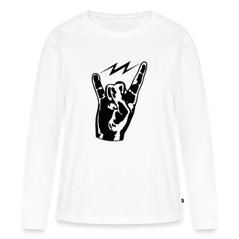 hand finger heavy metal hard rock konzert musik pa - Frauen Premium Bio Langarmshirt - Weiß - Vorne - Julia (174cm)