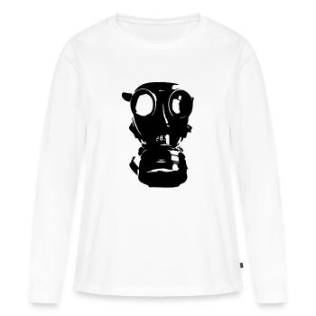 masque à gaz, le crâne, le crâne, la protection - T-shirt manches longues Premium bio Femme - blanc - Devant - Julia (174cm)