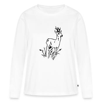 Chevreuil - T-shirt manches longues Premium bio Femme - blanc - Devant - Julia (174cm)