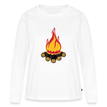 feu de camp camping soir nuit camping camper bois - T-shirt manches longues Premium bio Femme - blanc - Devant - Julia (174cm)