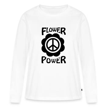 flower power - Frauen Premium Bio Langarmshirt - Weiß - Vorne - Julia (174cm)