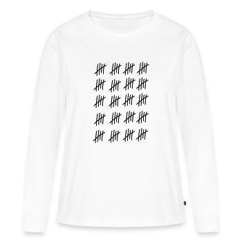 100 lignes / / 100 fois / / Anniversaire / / - T-shirt manches longues Premium bio Femme - blanc - Devant - Julia (174cm)