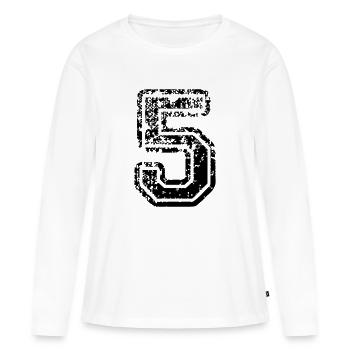 5 - Nummer - Frauen Premium Bio Langarmshirt - Weiß - Vorne - Julia (174cm)