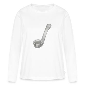 Cuillère à soupe - T-shirt manches longues Premium bio Femme - blanc - Devant - Julia (174cm)