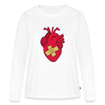 pansement du cœur - T-shirt manches longues Premium bio Femme - blanc - Devant - Julia (174cm)