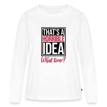 C’est une idée horrible - T-shirt manches longues Premium bio Femme - blanc - Devant - Julia (174cm)