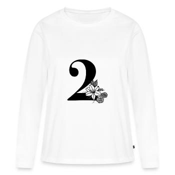 Numéro 2 - T-shirt manches longues Premium bio Femme - blanc - Devant - Julia (174cm)