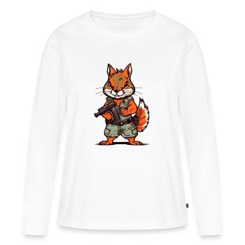 Eichhörnchen bis an die Zähne bewaffnet - Frauen Premium Bio Langarmshirt - Weiß - Vorne - Julia (174cm)