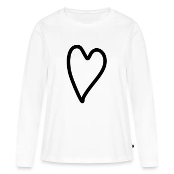 Coeur Simple - T-shirt manches longues Premium bio Femme - blanc - Devant - Julia (174cm)