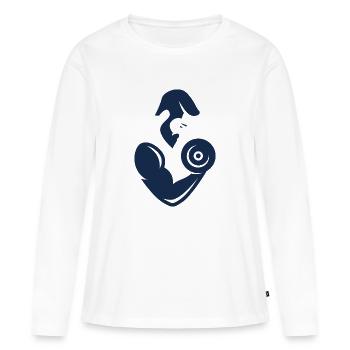 Logo de musculation - T-shirt manches longues Premium bio Femme - blanc - Devant - Julia (174cm)