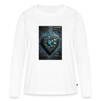 Das Herzstück der Valentinstags-CPU eines Computermanns - Frauen Premium Bio Langarmshirt - Weiß - Vorne - Julia (174cm)