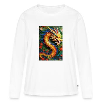 Année du Dragon V - T-shirt manches longues Premium bio Femme - blanc - Devant - Julia (174cm)