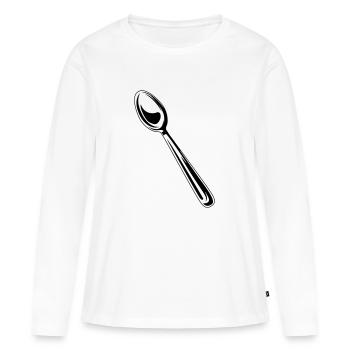 cutlery symbol spoon - Women's Premium Organic Long Sleeve Shirt - white - Front - Julia (174cm)