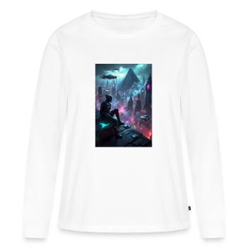 Cyberpunk-Grafiken. - Frauen Premium Bio Langarmshirt - Weiß - Vorne - Julia (174cm)