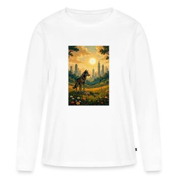 Das Bild des Wolfes - Frauen Premium Bio Langarmshirt - Weiß - Vorne - Julia (174cm)