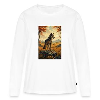 Das Bild des Wolfes - Frauen Premium Bio Langarmshirt - Weiß - Vorne - Julia (174cm)
