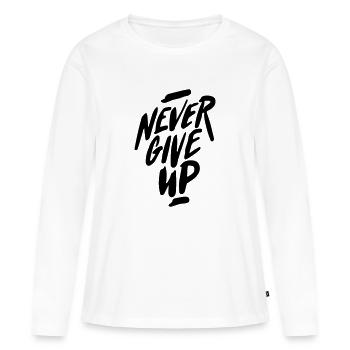 ne jamais abandonner - T-shirt manches longues Premium bio Femme - blanc - Devant - Julia (174cm)