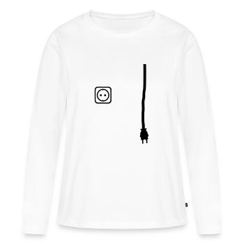Stecker und Steckdose um Dinge unter Strom zu - Frauen Premium Bio Langarmshirt - Weiß - Vorne - Julia (174cm)