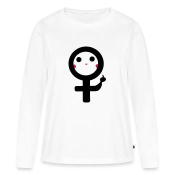 Weiblich - Frauen Premium Bio Langarmshirt - Weiß - Vorne - Julia (174cm)