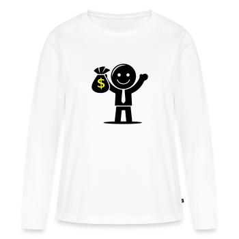 Argent Cash Hustle Sac d’argent - T-shirt manches longues Premium bio Femme - blanc - Devant - Julia (174cm)