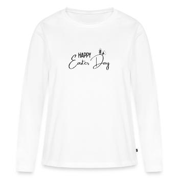 Joyeuse Pâques - T-shirt manches longues Premium bio Femme - blanc - Devant - Julia (174cm)